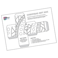 Free Printable Aboriginal art Christmas gift box template for kids featuring Dharug artist Marlee Webb’s designs.