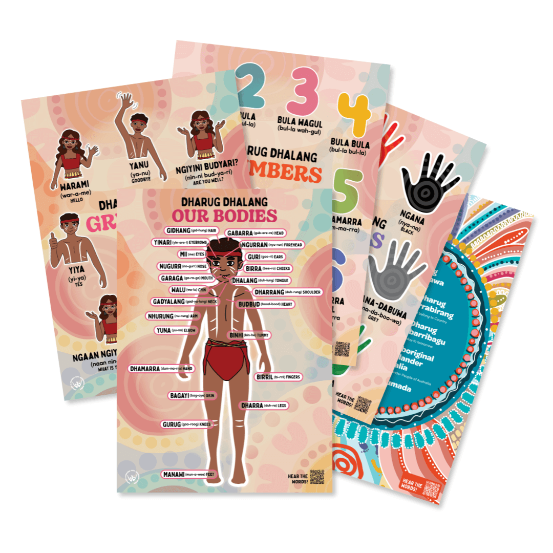 Dharug Language Classroom 5 Poster Set (A2) - with Audio · Wingaru Store