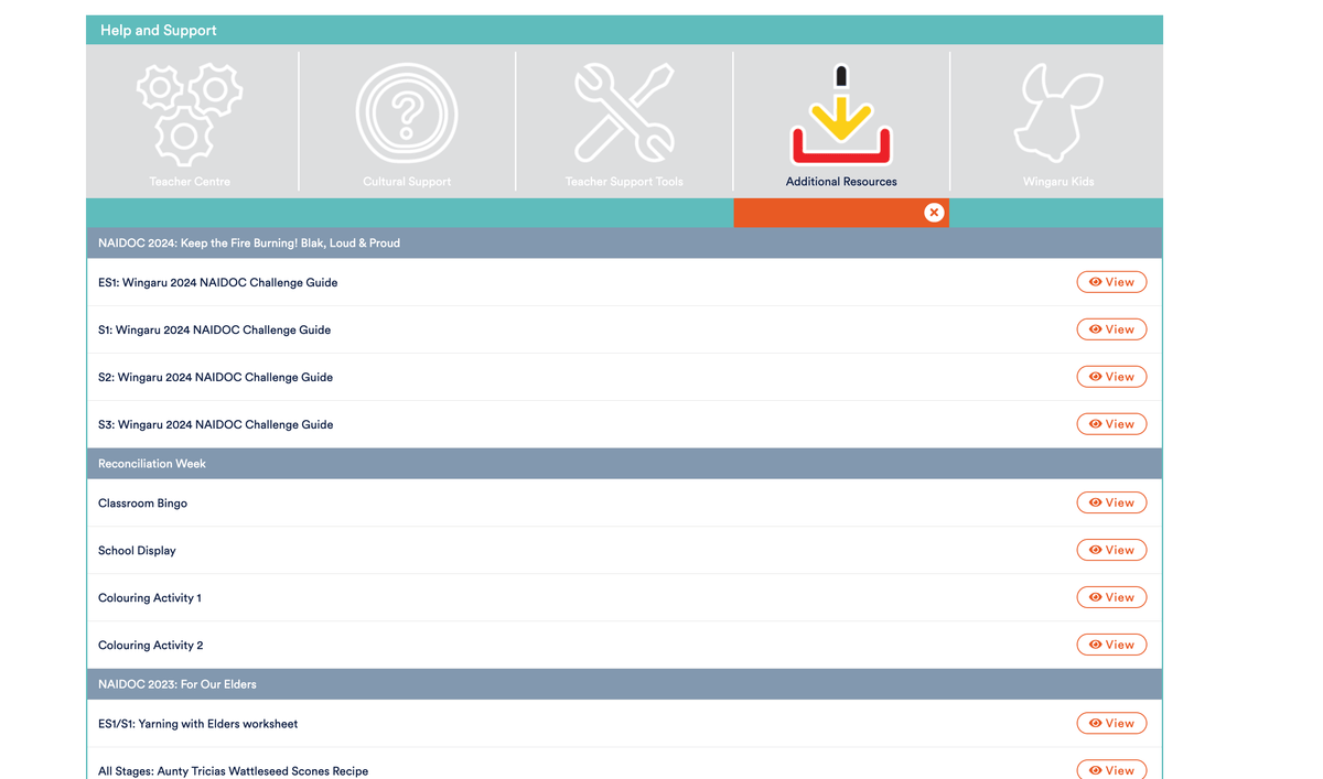 Wingaru Kids Aboriginal Education Platform Trial · Wingaru Store